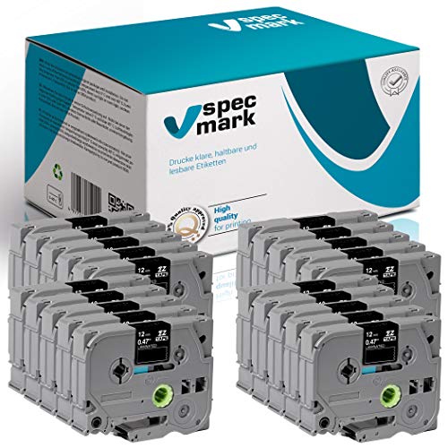 specmark Schriftband TZe-334 12mm x 8m Satz x 20 St. Gold auf Schwarz Band kompatibel mit allen Drucker Brother PT P-touch AZe-334 EZe-334 TZ-334 TZ2-334 von specmark