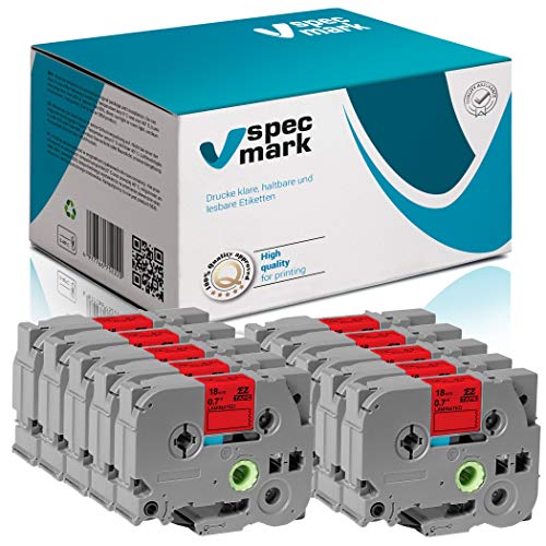 specmark Schriftband TZe-445 18mm x 8m Satz x 10 St. Weiß auf Rot Band kompatibel mit Drucker Brother PT P-touch AZe-445 EZe-445 TZ-445 TZ2-445 specmark Schriftband TZe-445 18mm x 8m Satz x 10 St. Weiß auf Rot Band kompatibel mit Drucker Brother PT P-touch AZe-445 EZe-445 TZ-445 TZ2-445 von specmark