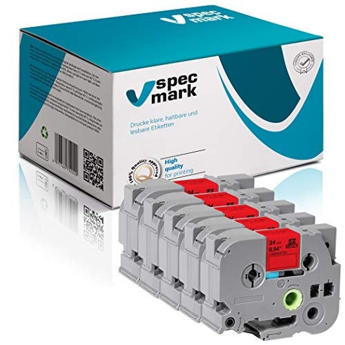 specmark Schriftband TZe-451 24mm x 8m Satz x 5 St. Schwarz auf Rot Band kompatibel mit Drucker Brother PT P-touch AZe-451 EZe-451 TZ-451 TZ2-451 specmark Schriftband TZe-451 24mm x 8m Satz x 5 St. Schwarz auf Rot Band kompatibel mit Drucker Brother PT P-touch AZe-451 EZe-451 TZ-451 TZ2-451 von specmark