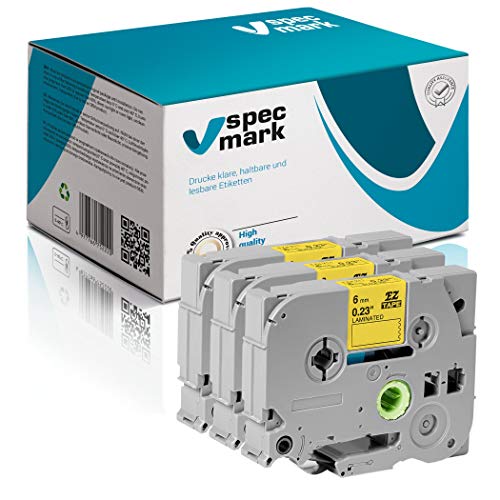 specmark Schriftband TZe-611 6mm x 8m Satz x 3 St. Schwarz auf Gelb Band kompatibel mit allen Drucker Brother PT P-touch AZe-611 EZe-611 TZ-611 TZ2-611 specmark Schriftband TZe-611 6mm x 8m Satz x 3 St. Schwarz auf Gelb Band kompatibel mit allen Drucker Brother PT P-touch AZe-611 EZe-611 TZ-611 TZ2-611 von specmark