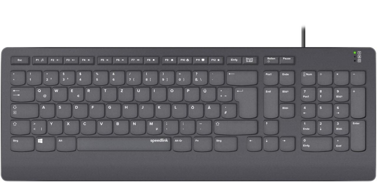Speedlink HI-GENIC Antibacterial Tastatur, schwarz - DE Layout Speedlink HI-GENIC Antibacterial Tastatur, schwarz - DE Layout von speedlink