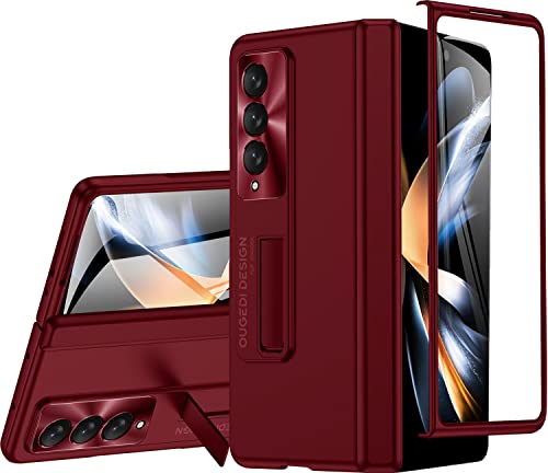 spoovcto Ultra dünn für Galaxy Z Fold 4 Hülle, Feder All-Inclusive Scharnier Schutz für Z Fold 4 Hülle Dünnes mit Bildschirmschutz, stoßfest&Anti-Rutsch für Samsung Fold 4 Hülle- Rot von spoovcto