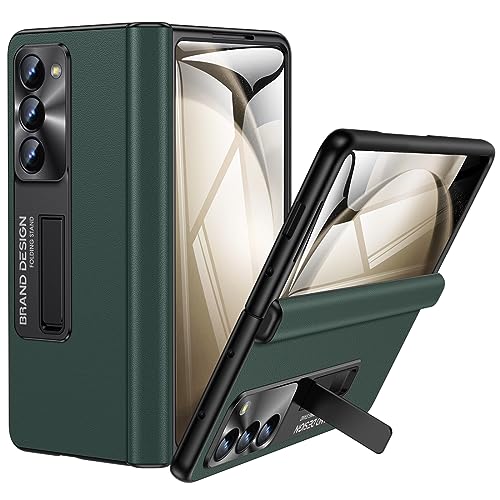 spoovcto für Samsung Galaxy Z Fold 5 Cover: [Haut fällen] Echtes Leder Fold 5 Kickstand Case für Displayschutz für Scharnierschutz für Stoßfeste Schutzhülle für Fold 5 5G 2023 von spoovcto