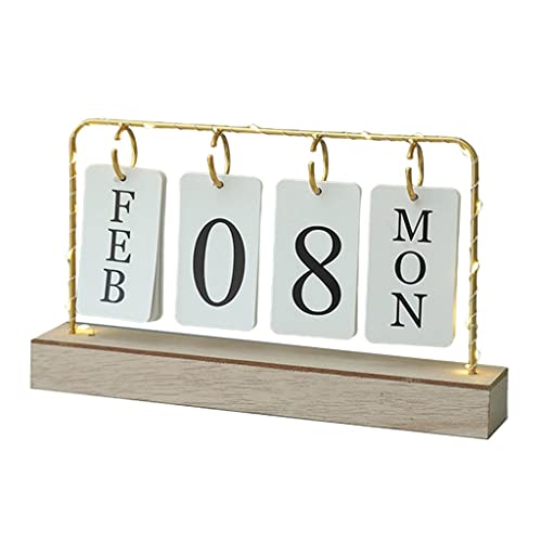Nordischer Holzsockel Metallrahmen Flip-Kalender mit Licht – Ewiger Monat, Datum, Tag für Büro, Schlafzimmer, Hotel, Bar, Dekor Nordischer Holzsockel Metallrahmen Flip-Kalender mit Licht – Ewiger Monat, Datum, Tag für Büro, Schlafzimmer, Hotel, Bar, Dekor von sporful