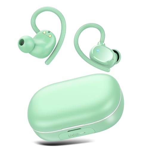 Bluetooth Kopfhörer Sport, 128Std Kopfhörer Kabellos Bluetooth 5.3, HiFi Stereo Tiefer Bass Wireless Earbud, ENC Noise Cancelling Mic, IPX7 Wasserdicht in Ear Ohrhörer mit Ohrhaken, USB-C LED-Anzeige von sprtoybat