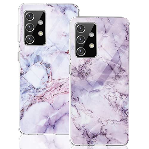 2 Stücke Kompatibel Mit Samsung Galaxy A52s Hülle Silikon Klar Marmor Case Slim Transparent TPU Flexible Blume Cover Silikoncase Galaxy A52 5G / 4G Slim Handyhülle Schutzhülle für Samsung A52s 6,5 von sqgylgl