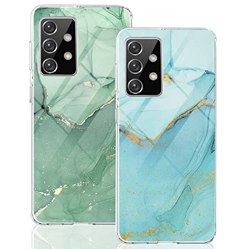 2 Stücke Kompatibel Mit Samsung Galaxy A52s Hülle Silikon Klar Marmor Case Slim Transparent TPU Flexible Blume Cover Silikoncase Galaxy A52 5G / 4G Slim Handyhülle Schutzhülle für Samsung A52s 6,5 von sqgylgl