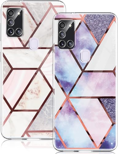 2 Stücke für Samsung Galaxy A21s Hülle Silikon Case Marmor Transparent TPU Flexible Tasche Galaxy A21s Handyhülle Schutzhülle für Samsung A21s Handy 6.5" (C) von sqgylgl