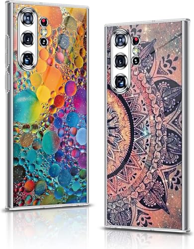 2 Stücke für Samsung Galaxy S25 Ultra Hülle Silikon 360 Case Transparent TPU Flexible Blume Tasche Galaxy S25 Ultra Marmor Handyhülle Blume Schutzhülle für Samsung S25 Ultra 5G (Orange) von sqgylgl