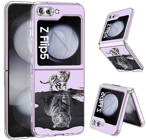 Für Samsung Galaxy Z Flip 5 5G Hülle Silikon Soft TPU Galaxy Z Flip 5 Katze Hülle Ultra Dünn Thin Z Flip 5 Slim Cases Transparent Tier Smartphone Case für Samsung Z Flip 5 Handy 6,7" (A) von sqgylgl