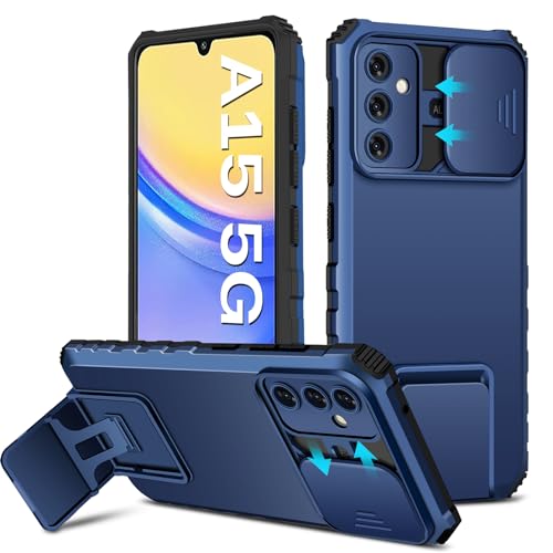 Hülle kompatibel mit Samsung Galaxy A15 Handyhülle, [Kameraschutz] Galaxy A15 Hülle mit Stand Slider A15 Schutzhülle für Samsung A15 (Blue) von sqgylgl