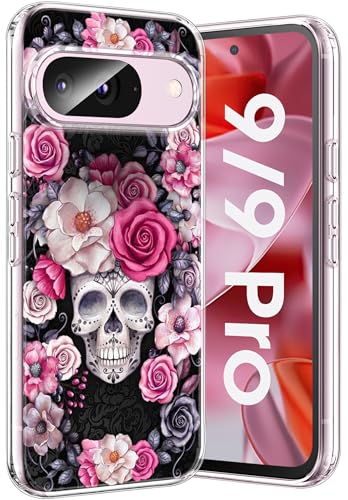 Kompatibel Mit Google Pixel 9 Hülle Silikon Dünn Klar Case Slim Transparent TPU Flexible Tiere Cover Silikoncase Pixel 9Pro Handyhülle Leopard Schutzhülle für Google Pixel 9/9 Pro (Blume) von sqgylgl