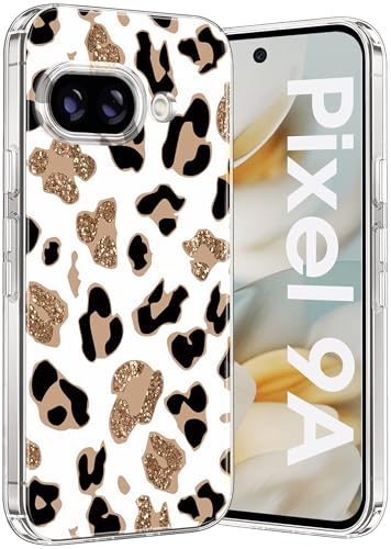 Kompatibel Mit Google Pixel 9A Hülle Silikon Dünn Klar Case Slim Transparent TPU Flexible Tiere 9A Cover Silikoncase Pixel 9A Handyhülle Leopard Schutzhülle für Google 9A (Gold) von sqgylgl