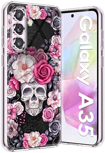 Kompatibel Mit Samsung Galaxy A35 5G Hülle Silikon Dünn Klar Case Slim Transparent TPU Flexible Tiere Cover Silikoncase Galaxy A35 5G Handyhülle Schädel Schutzhülle für Samsung A35 5G (Purple) von sqgylgl