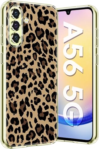 Kompatibel Mit Samsung Galaxy A56 Hülle Silikon Dünn Klar Case Slim Transparent TPU Flexible Tiere Cover Silikoncase Galaxy A56 Handyhülle Leopard Schutzhülle für Samsung A56 5G (Braun) von sqgylgl