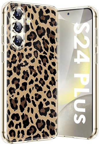 Kompatibel Mit Samsung Galaxy S24 Plus Hülle Silikon Dünn Klar Case Slim Transparent TPU Flexible Tiere Cover Silikoncase Galaxy S24 Plus 5G Handyhülle Leopard Schutzhülle für Samsung S24+ 5G (Brown) von sqgylgl