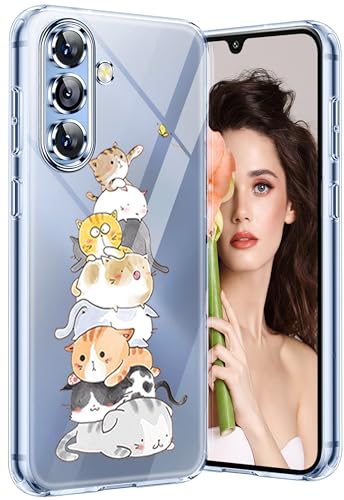 Kompatibel mit Samsung Galaxy A15 5G Hülle, transparent, schlanke Schutzhülle, Katze, TPU A15 5G, Rückseitenschutz, Ganzkörperschutz, Tier, dünne Handyhülle für Samsung Galaxy A15 5G (Katze) von sqgylgl