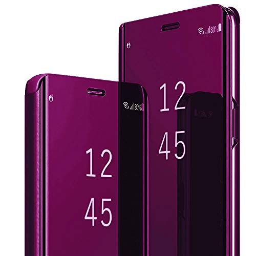 Clear View Schutzhülle für Samsung Galaxy S24 5G - Spiegel Standing Flip Case Smart Mirror Magnetic mit Schutzhülle (Violett) von sqgylgl