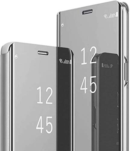 Schutzhülle kompatibel mit Samsung Galaxy S25 Ultra, Spiegelhülle, Flip-Case, Clear View Standing Cover Galaxy S25 Ultra Case PU Leder Schutzhülle 360° Abdeckung für Samsung S25 Ultra (Silber) von sqgylgl