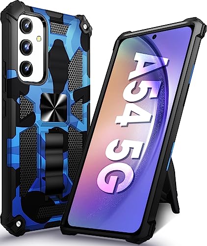 für Samsung Galaxy A54 Hülle, Handyhülle Samsung A54 5G, [2 Standmodi Ständer] [Militärgrad] Mehrschichtig Schutzstoßstange magnetischen Kfz-Halterung A54 5g Schutzhülle (Deep Blue) von sqgylgl