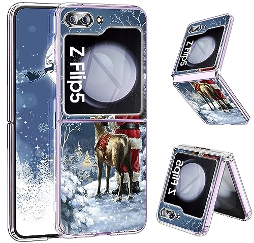 für Samsung Galaxy Z Flip 5 5G Hülle Silikon Soft TPU Galaxy Z Flip 5 Weihnachtsmann Hülle Ultra Dünn Thin Z Flip 5 Slim Cases Transparente Case für Samsung Z Flip 5 Handy 6,7" Weihnachten (A) von sqgylgl