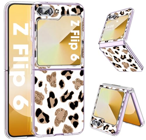 für Samsung Galaxy Z Flip 6 5G Hülle Silikon Soft TPU Galaxy Z Flip 6 Leopard Schutzhülle Ultra Dünn Thin Z Flip 6 Slim Cases Transparente Smartphone Case für Samsung Z Flip 6 Handy 6,7" (Gold) von sqgylgl