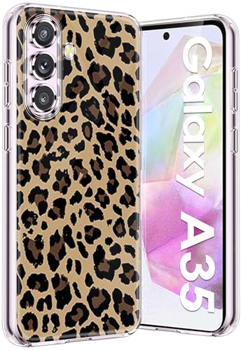 sqgylgl Kompatibel Mit Samsung Galaxy A35 5G Hülle Silikon Dünn Klar Case Slim Transparent TPU Flexible Tiere Cover Silikoncase Galaxy A35 5G Handyhülle Leopard Schutzhülle für Samsung A35 5G (Brown) von sqgylgl