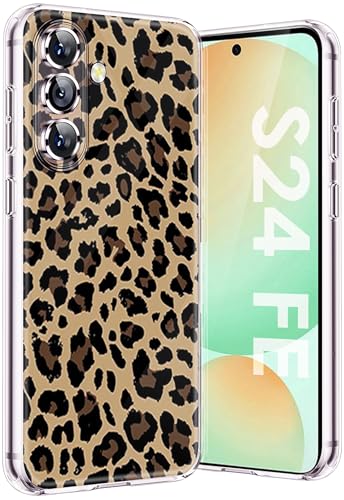 sqgylgl Kompatibel Mit Samsung Galaxy S24 FE Hülle Silikon Dünn Klar Case Slim TPU Flexible Tiere Cover Silikoncase Galaxy S24 FE Handyhülle Leopard Schutzhülle für Samsung S24 FE 5G (Braun) von sqgylgl