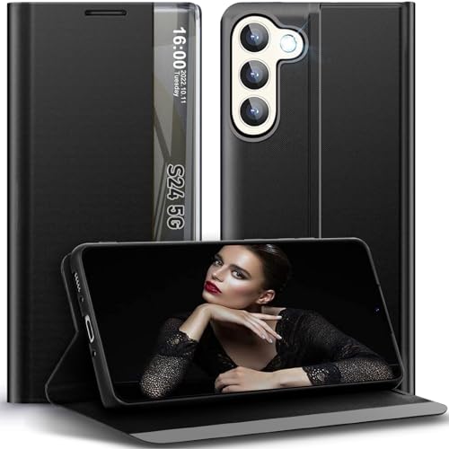 S24 Handyhülle für Samsung Galaxy S24 /S25 5G Hülle Leder - Kompatibel mit Sichtfenster View PC Tasche für Galaxy S24 Schutzhülle für Samsung S24/S25 5G Handytasche Handy Hüllen Flip Case (Schwarz) S24 Handyhülle für Samsung Galaxy S24 /S25 5G Hülle Leder - Kompatibel mit Sichtfenster View PC Tasche für Galaxy S24 Schutzhülle für Samsung S24/S25 5G Handytasche Handy Hüllen Flip Case (Schwarz) von sqgylgl