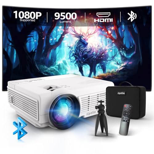 Staratlas Beamer, 9500L Bluetooth Mini Projektor 4K Unterstützt, Full HD 1080P Heimkino Beamer für Phone Tablette, Video Beamer Projector mit HDMI/USB/TV Stick (Weiß) Staratlas Beamer, 9500L Bluetooth Mini Projektor 4K Unterstützt, Full HD 1080P Heimkino Beamer für Phone Tablette, Video Beamer Projector mit HDMI/USB/TV Stick (Weiß) von staratlas