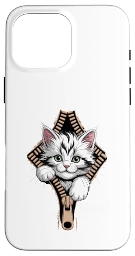 Lustige Katze Reißverschluss 3D Illusion Katze Peeking Out Grafik Katze Mama Hülle für iPhone 16 Pro Max Lustige Katze Reißverschluss 3D Illusion Katze Peeking Out Grafik Katze Mama Hülle für iPhone 16 Pro Max von starchilds designs