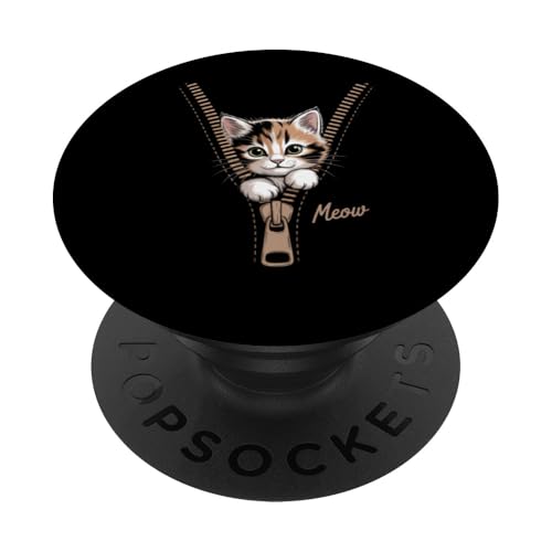 Lustige Katze Reißverschluss 3D Illusion Katze Peeking Out Grafik Katze Mama PopSockets Klebender PopGrip von starchilds designs
