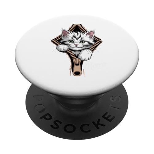 Lustige Katze Reißverschluss 3D Illusion Katze Peeking Out Grafik Katze Mama PopSockets Klebender PopGrip von starchilds designs