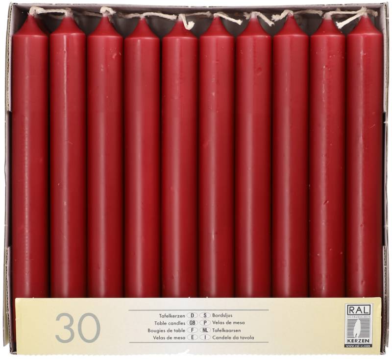 STARPAK Tafelkerzen, 21 mm, bordeaux, 30er Pack von starpak