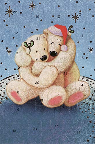 Adventskalenderkarte Nostalgie Weihnachtsmann Grußkarten Goldprägung Kunstkarte Weihnachtsgruß Bär von sticker-dealer