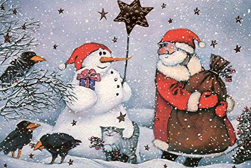 Weihnachtskarten Set 5 Stück Nostalgie Weihnachten Grußkarten Goldprägung Kunstkarte von sticker-dealer