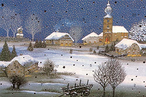 sticker-dealer 5 Adventskalenderkarten Winterdorf Nostalgie Grußkarten von sticker-dealer