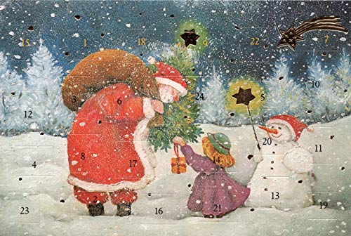 sticker-dealer Adventskalenderkarte Nostalgie 5 Stück Weihnachtsmann Schneemann Weihnachtsgrüße von sticker-dealer