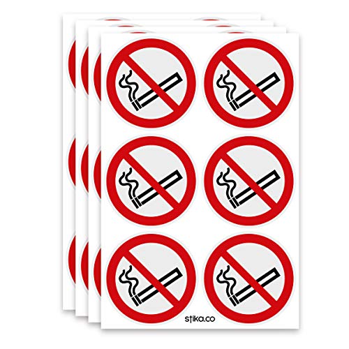 Packung mit 24 rauchfreien Aufklebern, 75 mm rund, durchsichtiges selbstklebendes Vinyl, Taxi, Bus, Büro, Arbeitsplatz, Verbotszeichen Packung mit 24 rauchfreien Aufklebern, 75 mm rund, durchsichtiges selbstklebendes Vinyl, Taxi, Bus, Büro, Arbeitsplatz, Verbotszeichen von stika.co