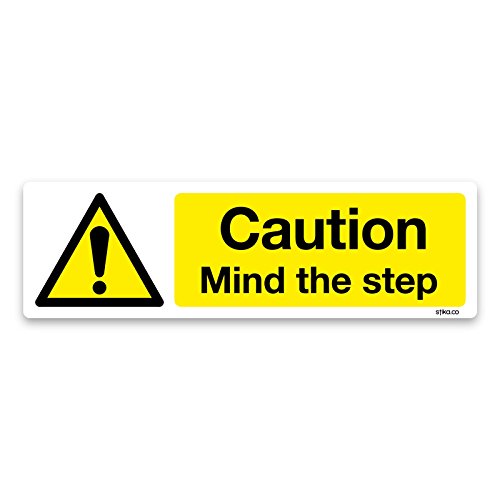 Vorsicht Aufkleber Mind The Step selbstklebend Vinyl Schild (200 x 60 mm) von stika.co