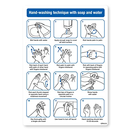stika.co Poster zur Händewaschtechnik – Hygienestandards für effektives Händewaschen mit Seife und Wasser – Hygiene-Sicherheitsschilder für Toilette und Waschraum – selbstklebendes Vinyl – Größe A5 stika.co Poster zur Händewaschtechnik – Hygienestandards für effektives Händewaschen mit Seife und Wasser – Hygiene-Sicherheitsschilder für Toilette und Waschraum – selbstklebendes Vinyl – Größe A5 von stika.co