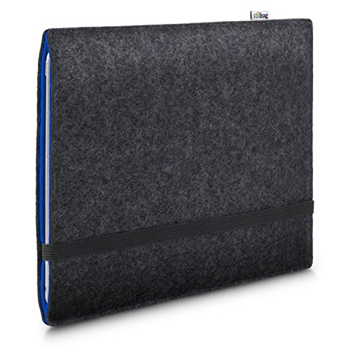 Stilbag Filzhülle für Apple iPad (2018) | Etui Tasche aus Merino Wollfilz | Kollekion Finn - Farbe: anthrazit/blau | Tablet Schutzhülle Made in Germany von stilbag