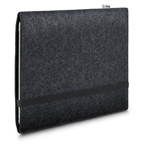 Stilbag Filzhülle für Apple iPad (2019) | Etui Tasche aus Merino Wollfilz | Kollekion Finn - Farbe: anthrazit/schwarz | Tablet Schutzhülle Made in Germany von stilbag