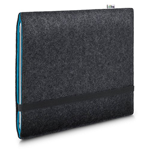 Stilbag Filzhülle für Apple iPad 10.2 (2021) | Etui Tasche aus Merino Wollfilz | Kollekion Finn - Farbe: anthrazit/Azur | Tablet Schutzhülle Made in Germany von stilbag