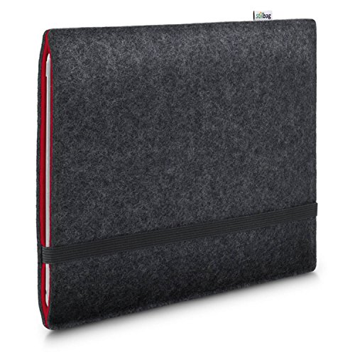 Stilbag Filzhülle für Apple iPad 10.2 (2021) | Etui Tasche aus Merino Wollfilz | Kollekion Finn - Farbe: anthrazit/rot | Tablet Schutzhülle Made in Germany von stilbag