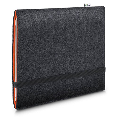 Stilbag Filzhülle für Apple iPad Air (2019) | Etui Tasche aus Merino Wollfilz | Kollekion Finn - Farbe: anthrazit/orange | Tablet Schutzhülle Made in Germany von stilbag