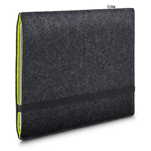 Stilbag Filzhülle für Apple iPad Pro 12.9 (2021) (5th Generation) | Etui Tasche aus Merino Wollfilz | Kollekion Finn - Farbe: anthrazit/apfelgrün | Tablet Schutzhülle Made in Germany von stilbag