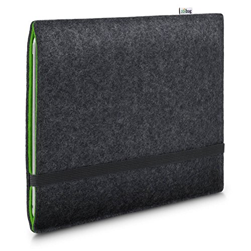 Stilbag Filzhülle für Apple iPad Pro 12.9 (2021) (5th Generation) | Etui Tasche aus Merino Wollfilz | Kollekion Finn - Farbe: anthrazit/grün | Tablet Schutzhülle Made in Germany von stilbag