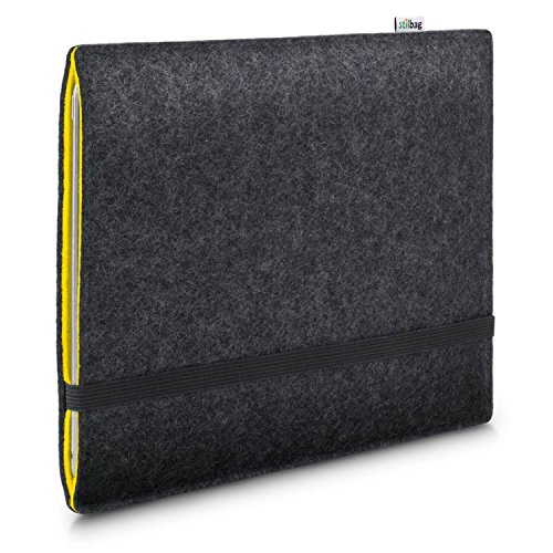 Stilbag Filzhülle für Huawei MediaPad M5 Lite 10 | Etui Tasche aus Merino Wollfilz | Kollekion Finn - Farbe: anthrazit/gelb | Tablet Schutzhülle Made in Germany von stilbag