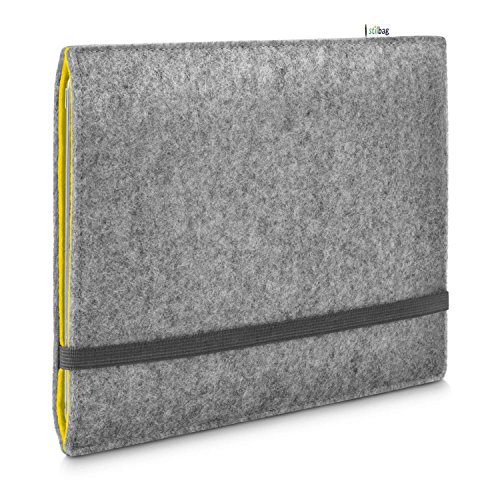 Stilbag Filzhülle für Samsung Galaxy Tab A 10.1 (2019) | Etui Tasche aus Merino Wollfilz | Kollekion Finn - Farbe: hellgrau/gelb | Tablet Schutzhülle Made in Germany von stilbag